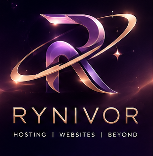 Purple and rose-gold R emblem with an orbital ring.